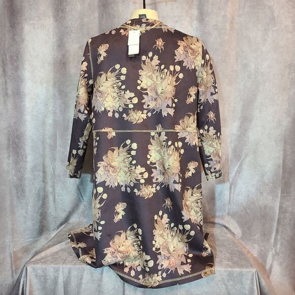 SWEATER SALE 3/$30 Chelsea & Theodore Floral Open Front Cardigan Size Medium - Picture 3 of 7